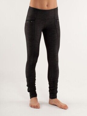 Lululemon Insight Pant Denim Mid Rise Zipper Ankle Ruched Black Deep Coal Slub 4